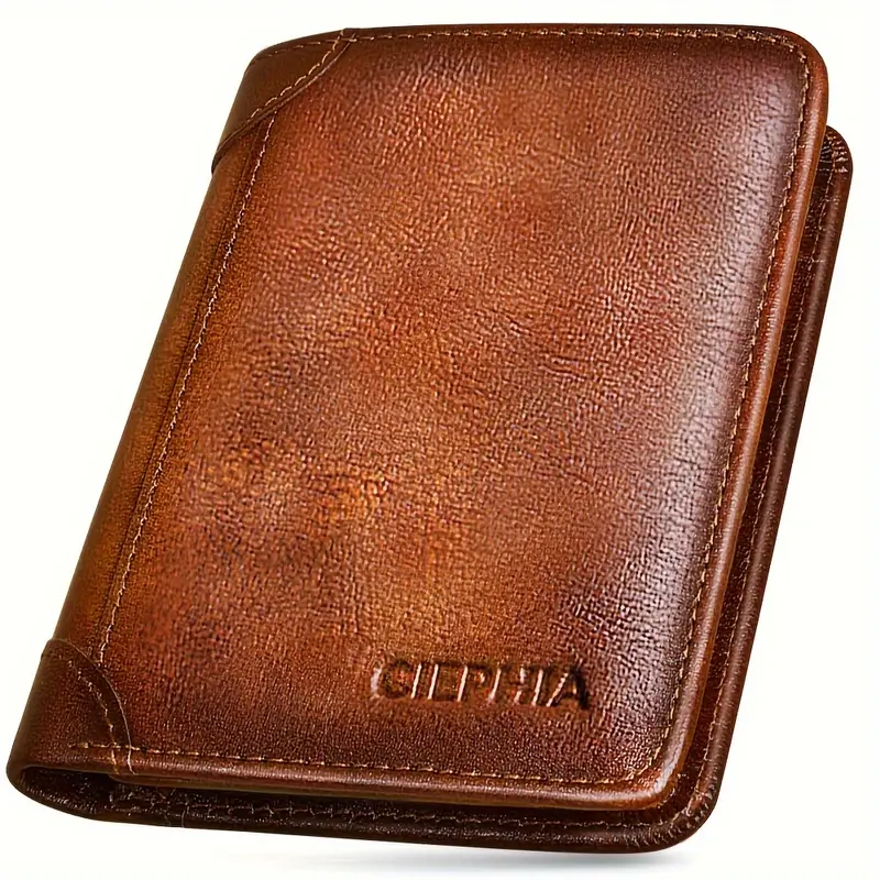 Ciephia RFID Blocking Trifold Vintage Leather Wallet for Men