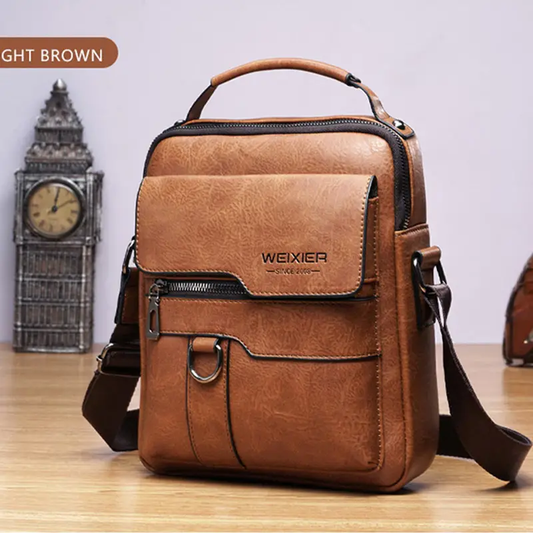 Weixier Vintage-Style Men's Genuine Leather Crossbody Shoulder Bag